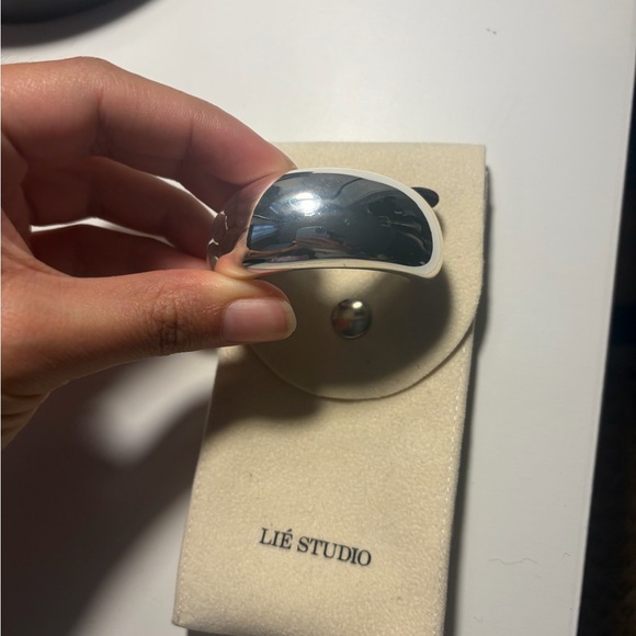 Lié Studio Silver Plated Crescent Hair Tie with Black Elastic - Picture 6 of 6